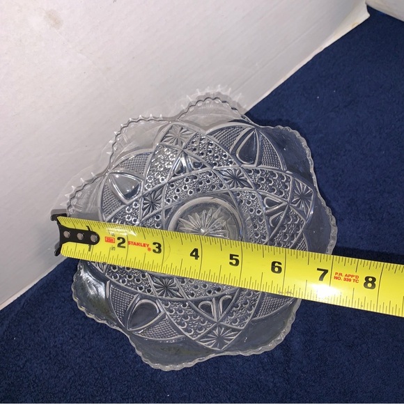 1904 Anona Twin Teardrops Bowl Bryce Higbee Clear Glass Antique Pedestal Dish 7” - Picture 5 of 5